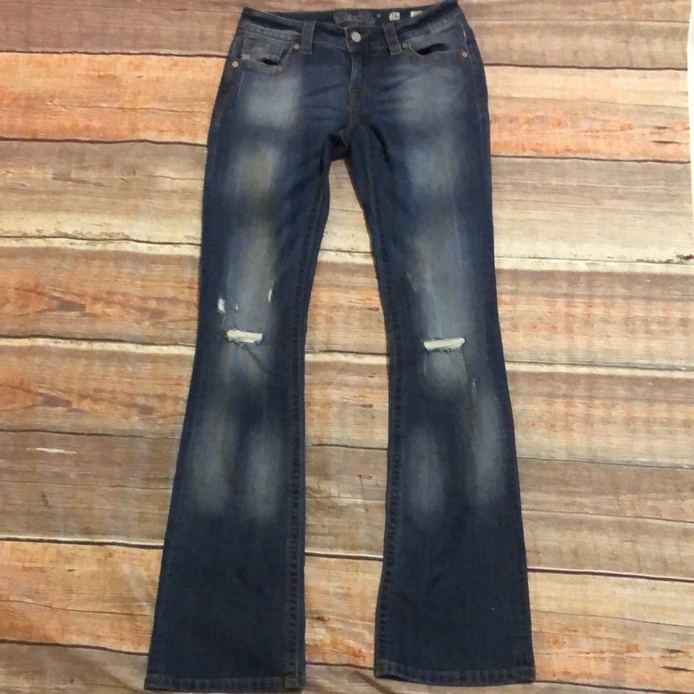 Miss Me low Rise embellished studded boot cut jeans size 26